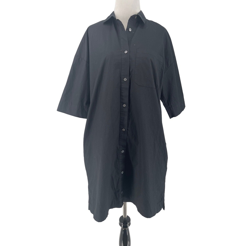 Anthony Thoma Melillo ATM Women's Black Twill Poplim Shirt Dress Size Small